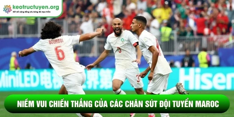 Niềm vui chiến thắng của các chân sút đội tuyển Maroc